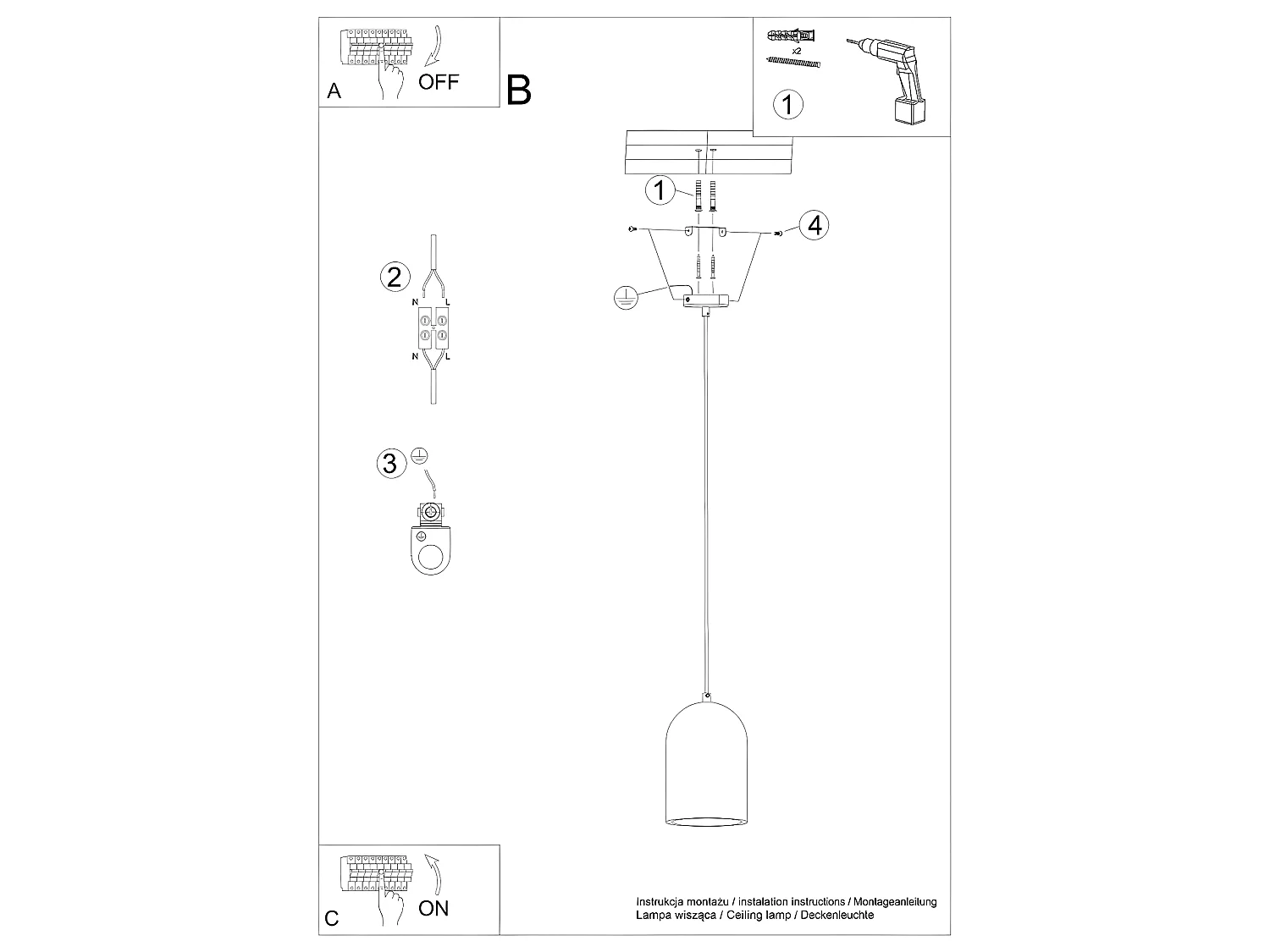 Lampes Suspendues Nimis Minimaliste En Pvc/Béton - 1 Sources Lumineuses - L.14,5 X H.125 Cm - Gris Noir