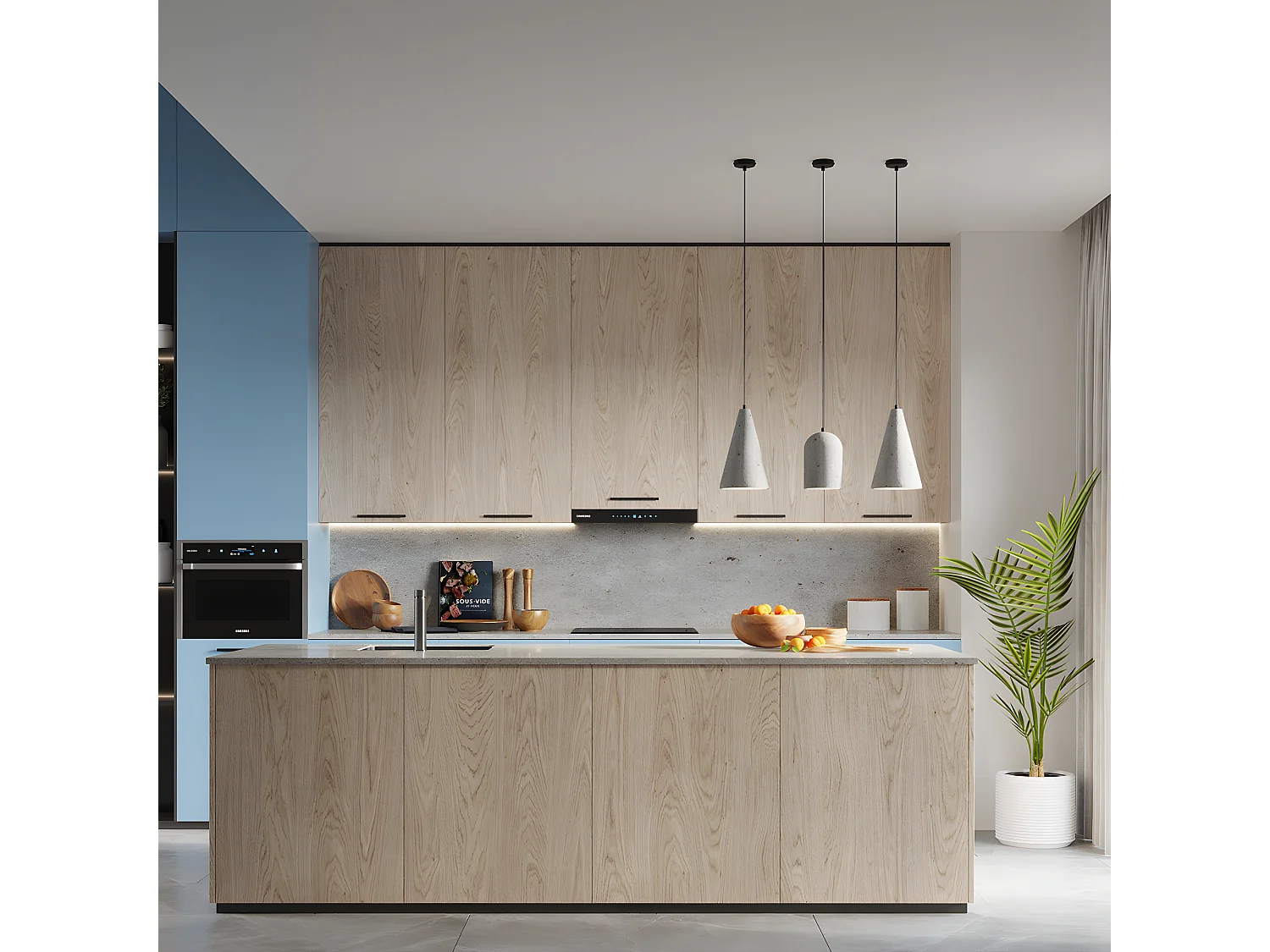 Lampes Suspendues Nimis Minimaliste En Pvc/Béton - 1 Sources Lumineuses - L.14,5 X H.125 Cm - Gris Noir