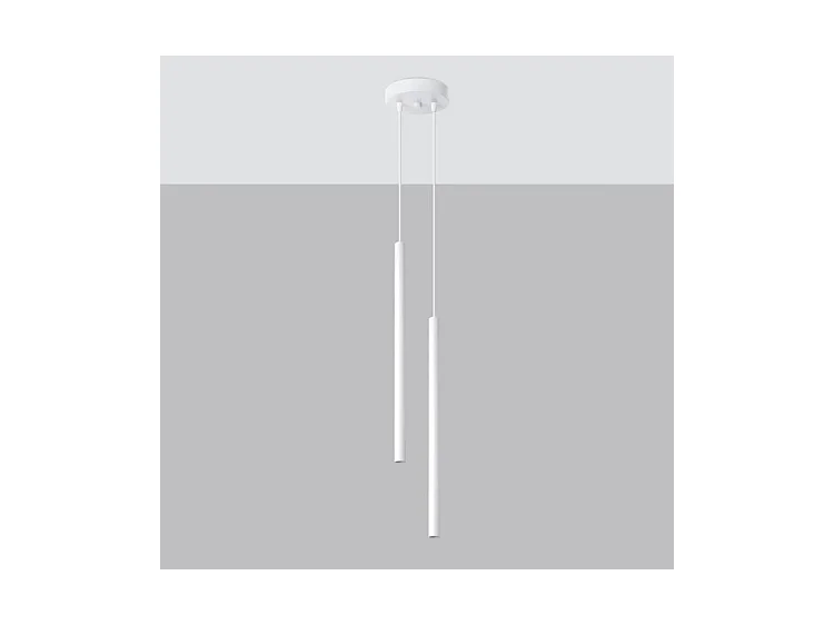 Lampes Suspendues Pastelo Moderne En Acier - 2 Sources Lumineuses - L.15 X H.118 Cm - Blanc