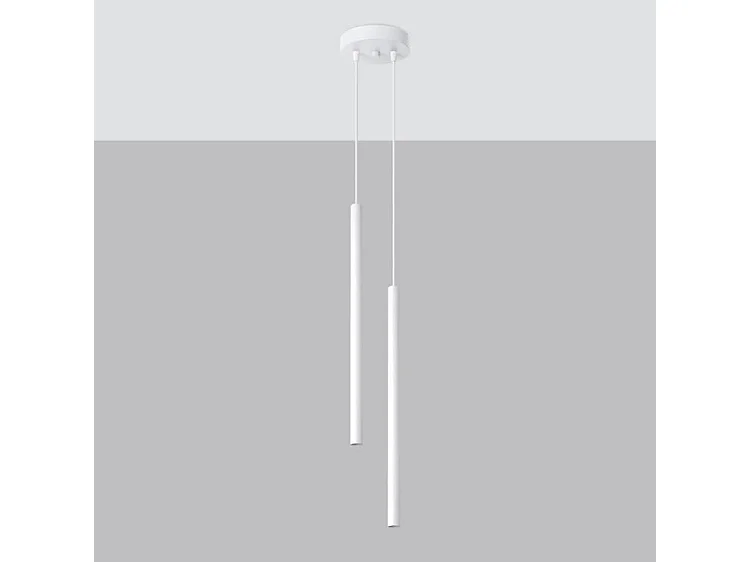 Lampe Suspendues Pastelo Moderne En Acier - 2 Sources Lumineuses - L.15 X H.118 Cm - Blanc