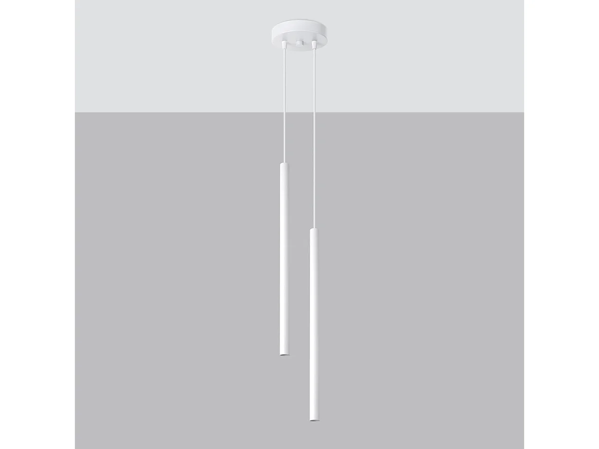 Lampe Suspendues Pastelo Moderne En Acier - 2 Sources Lumineuses - L.15 X H.118 Cm - Blanc
