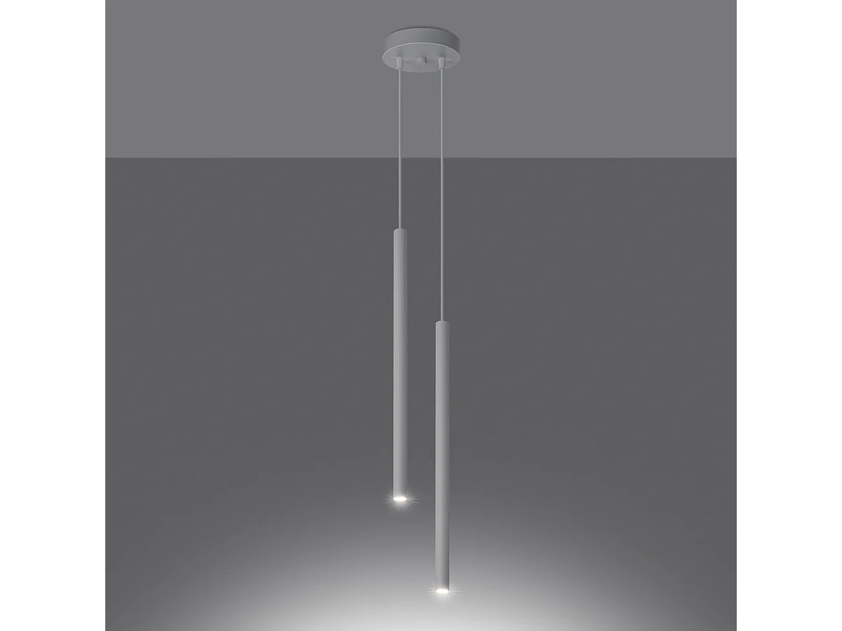 Lampe Suspendues Pastelo Moderne En Acier - 2 Sources Lumineuses - L.15 X H.118 Cm - Blanc