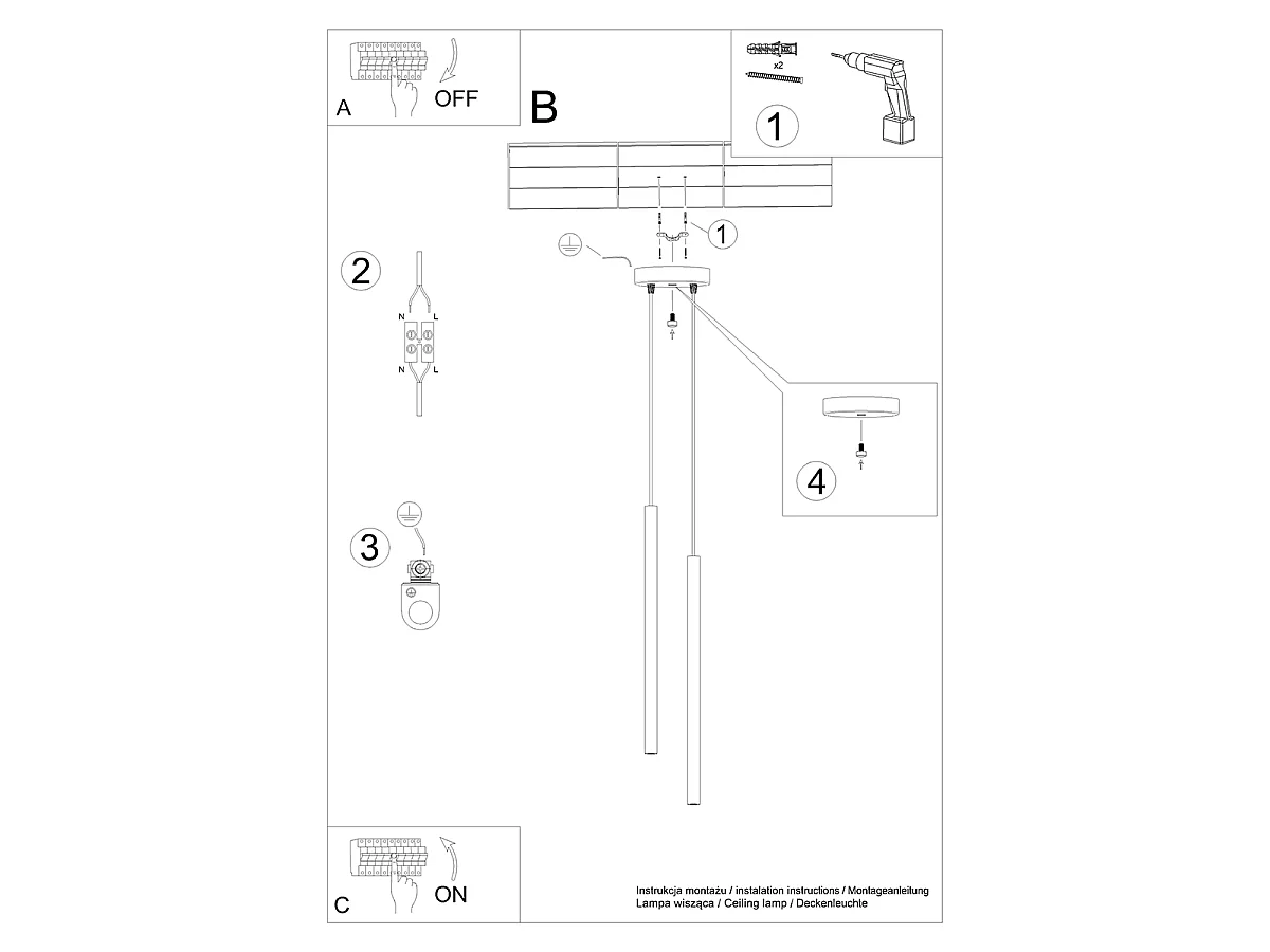 Lampe Suspendues Pastelo Moderne En Acier - 2 Sources Lumineuses - L.15 X H.118 Cm - Blanc