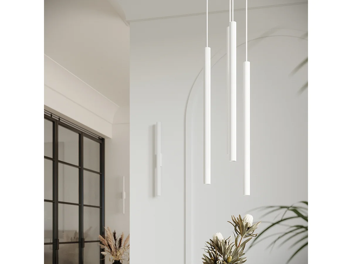 Lampe Suspendues Pastelo Moderne En Acier - 2 Sources Lumineuses - L.15 X H.118 Cm - Blanc