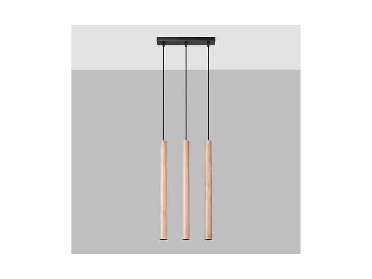 Lampes Suspendues Pastelo Moderne En Acier/Bois - 3 Sources Lumineuses - L.30 X H.110 Cm - Bois