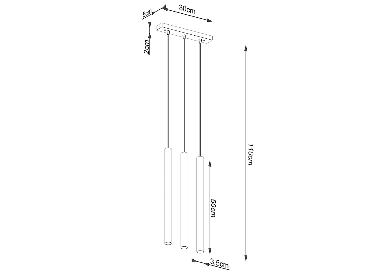 Lámpara colgantes PASTELO moderno de acero/madera - 3 fuentes luminosas - L.30 x A.110 cm - madera