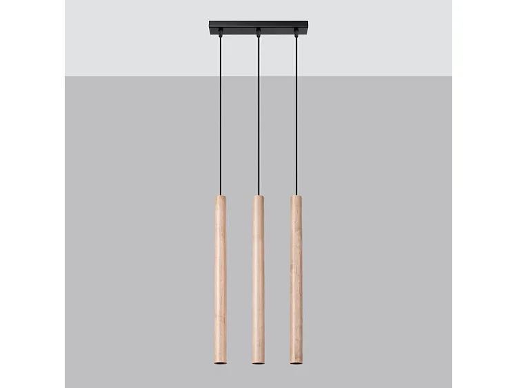 Lampes Suspendues Pastelo Moderne En Acier/Bois - 3 Sources Lumineuses - L.30 X H.110 Cm - Bois