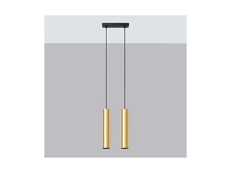 Lampes Suspendues Lagos Moderne En Acier - 2 Sources Lumineuses - L.30 X H.90 Cm - Éclat Doré