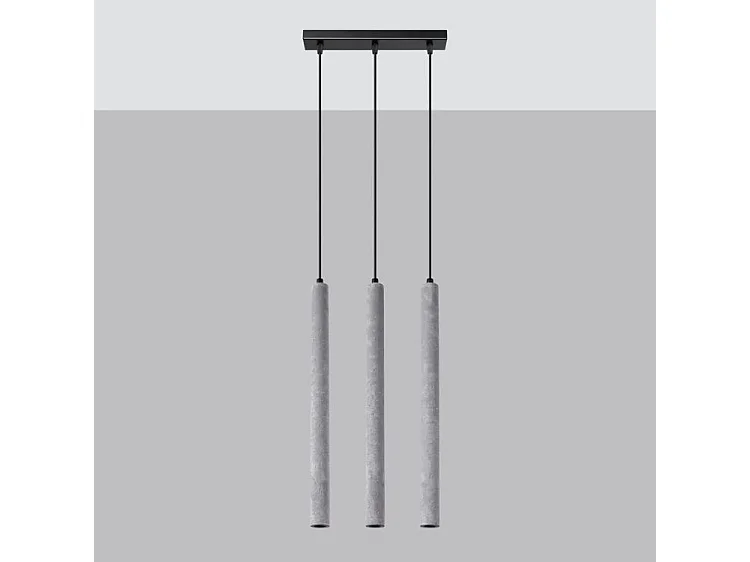Lampes Suspendues Pastelo Moderne En Béton - 3 Sources Lumineuses - L.30 X H.110 Cm - Gris