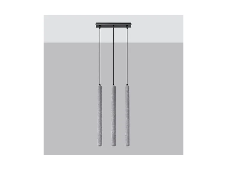 Lampes Suspendues Pastelo Moderne En Béton - 3 Sources Lumineuses - L.30 X H.110 Cm - Gris