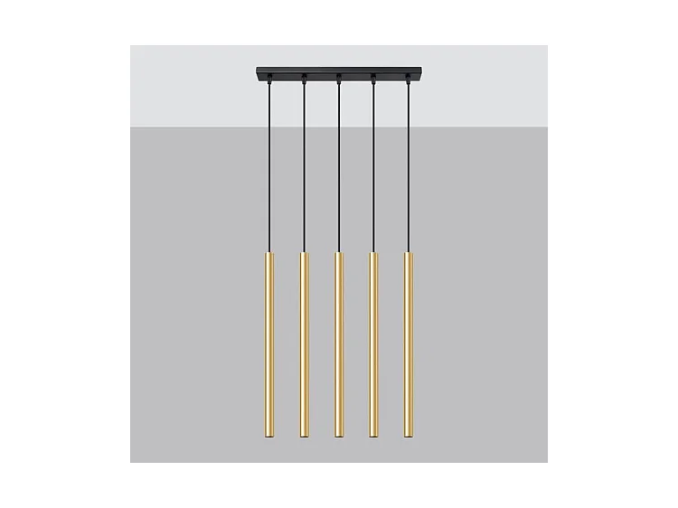 Lampes Suspendues Pastelo Moderne En Acier - 5 Sources Lumineuses - L.45 X H.90 Cm - Éclat Doré