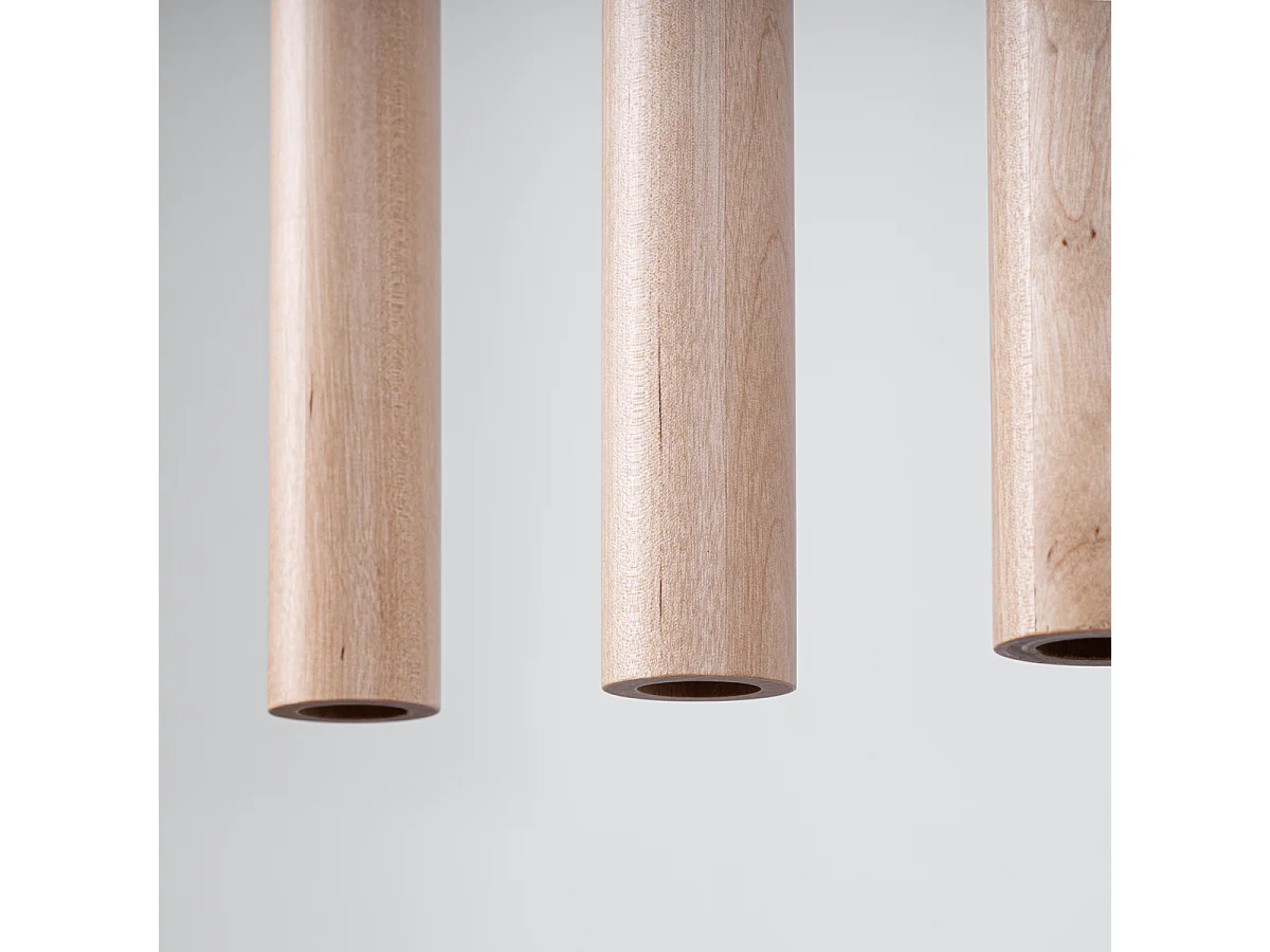 Lampe Suspendues Pastelo Moderne En Acier/Bois - 5 Sources Lumineuses - L.45 X H.100 Cm - Bois