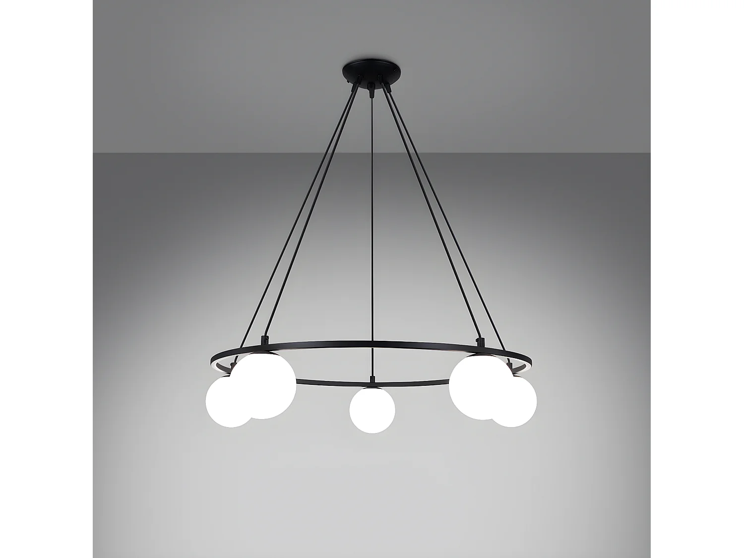 Kroonluchters Yoli Modern Van  - 5 Lichtbronnen - L.80 X H.98 Cm - Zwart