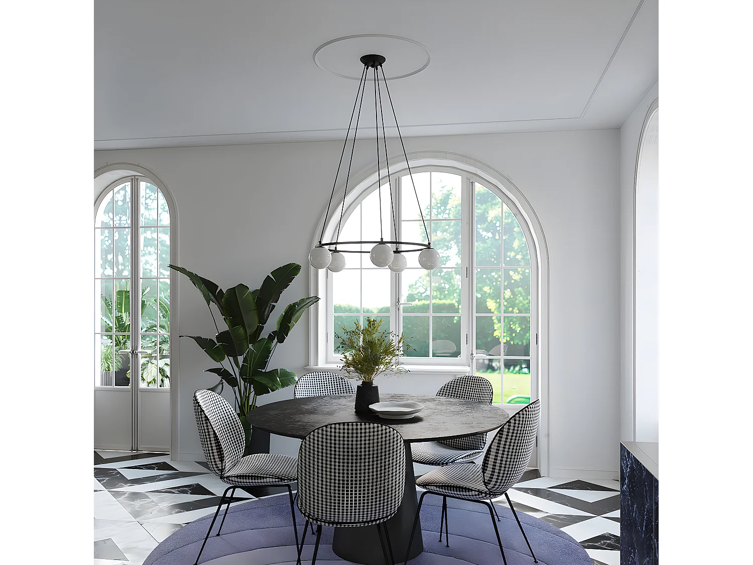 Kroonluchters Yoli Modern Van  - 5 Lichtbronnen - L.80 X H.98 Cm - Zwart