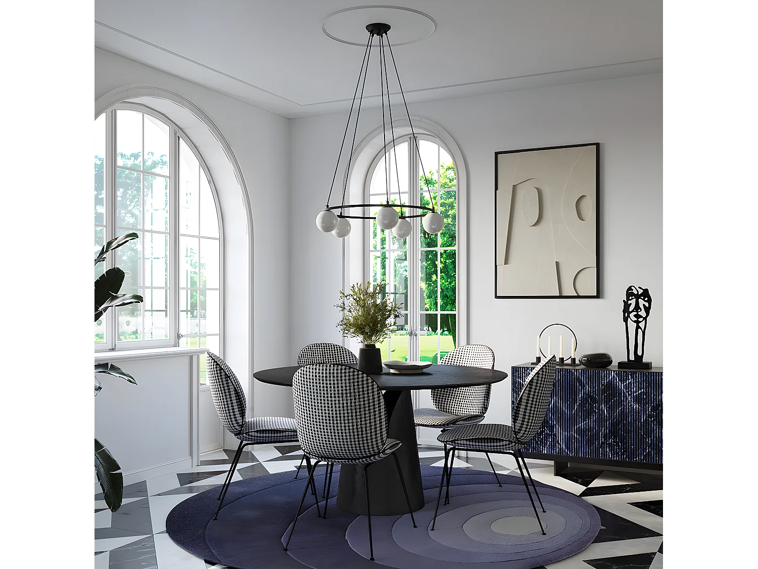 Kroonluchters Yoli Modern Van  - 5 Lichtbronnen - L.80 X H.98 Cm - Zwart