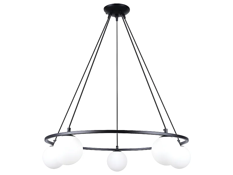 Lustres Yoli Moderno, Aço/Vidro - 5 Lichtbronnen - L.80 X H.98 Cm - Preto