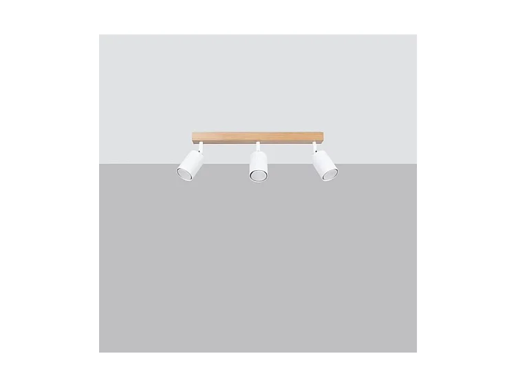Plafondlampen Verdo Modern Van  - 3 Lichtbronnen - L.61 X H.17,5 Cm - Wit Hout