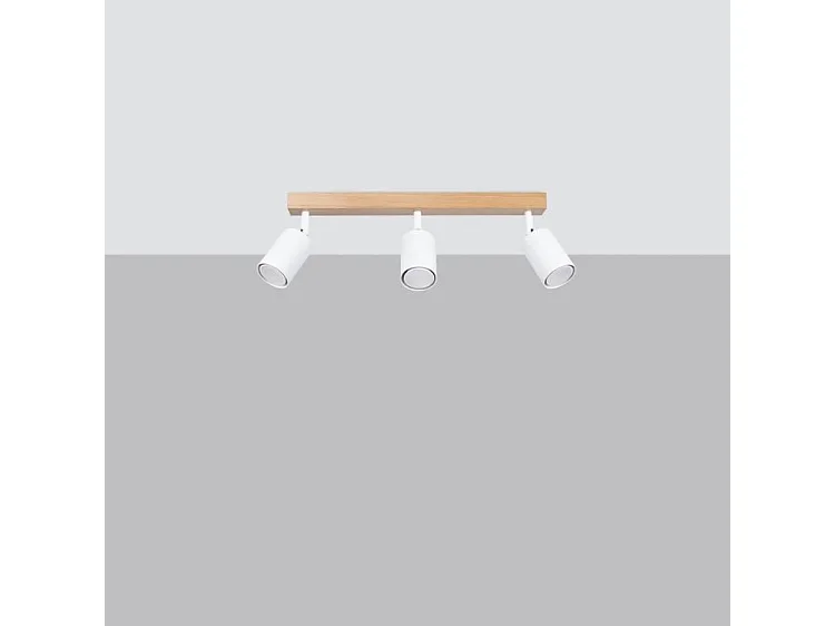 Plafondlampen Verdo Modern Van  - 3 Lichtbronnen - L.61 X H.17,5 Cm - Wit Hout