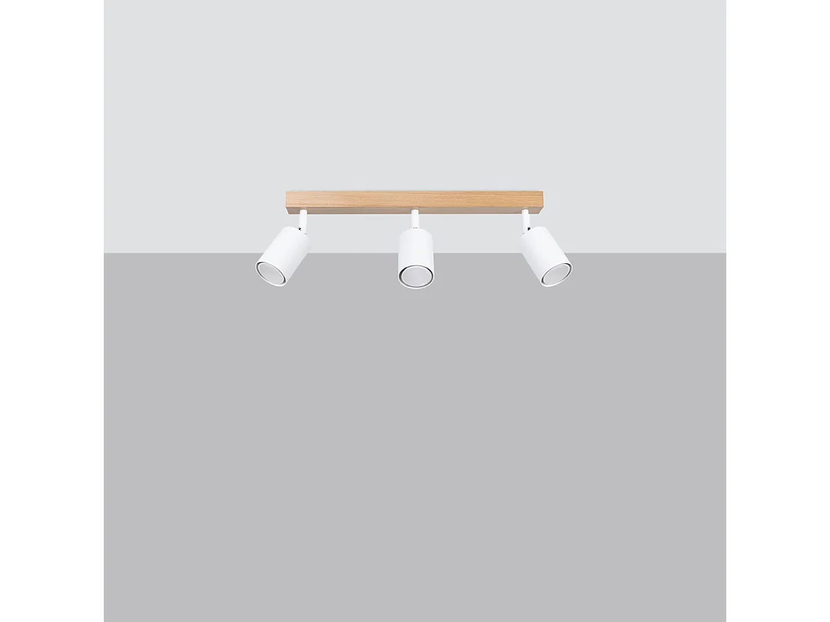 Plafonnier Verdo Moderne En Acier/Bois - 3 Sources Lumineuses - L.61 X H.17,5 Cm - Bois Blanc