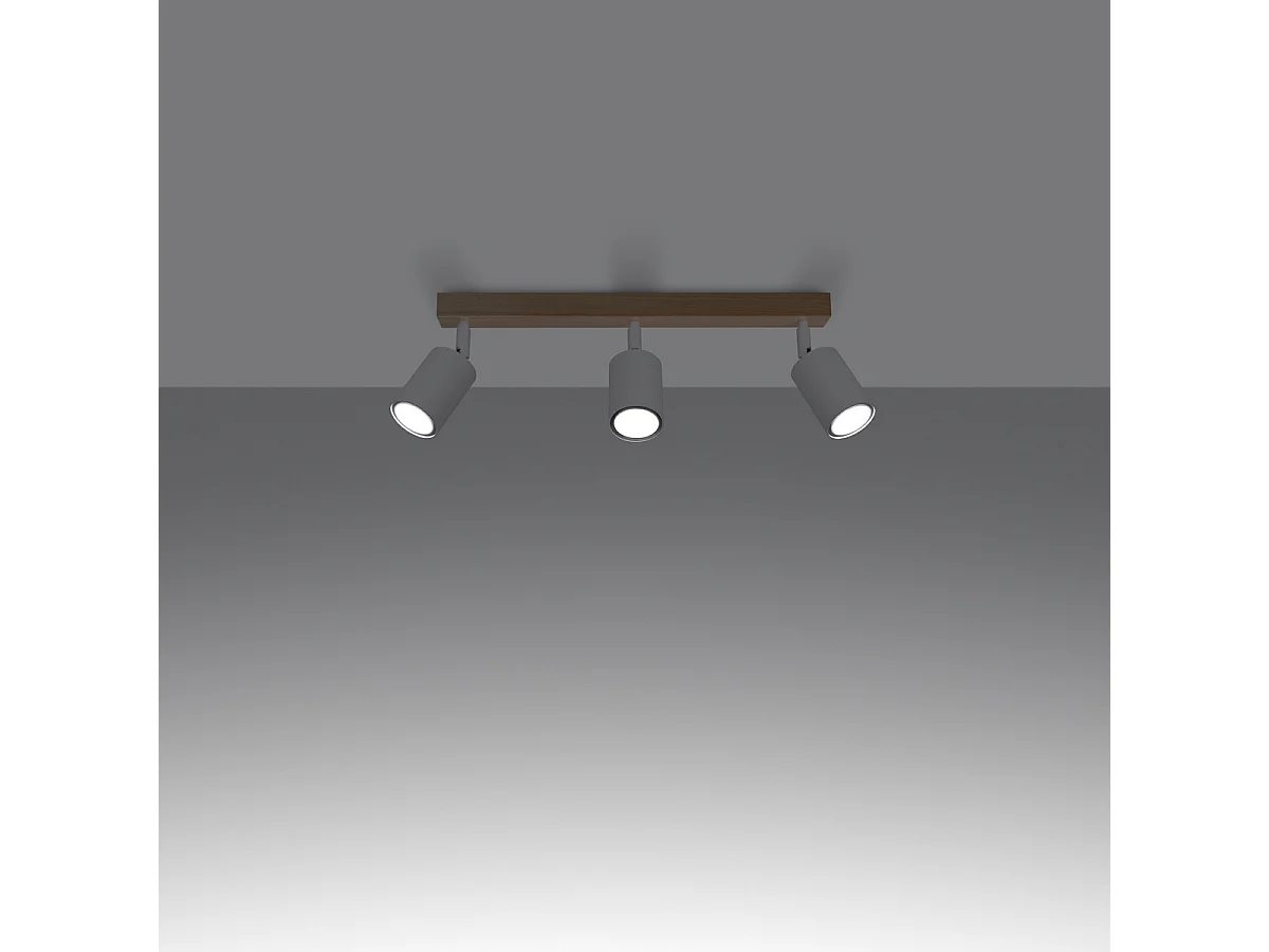Plafonnier Verdo Moderne En Acier/Bois - 3 Sources Lumineuses - L.61 X H.17,5 Cm - Bois Blanc