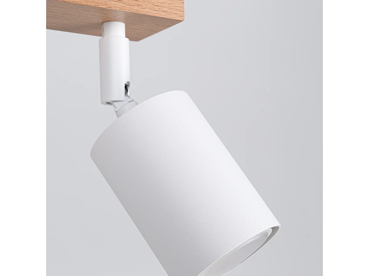 Plafonnier Verdo Moderne En Acier/Bois - 3 Sources Lumineuses - L.61 X H.17,5 Cm - Bois Blanc
