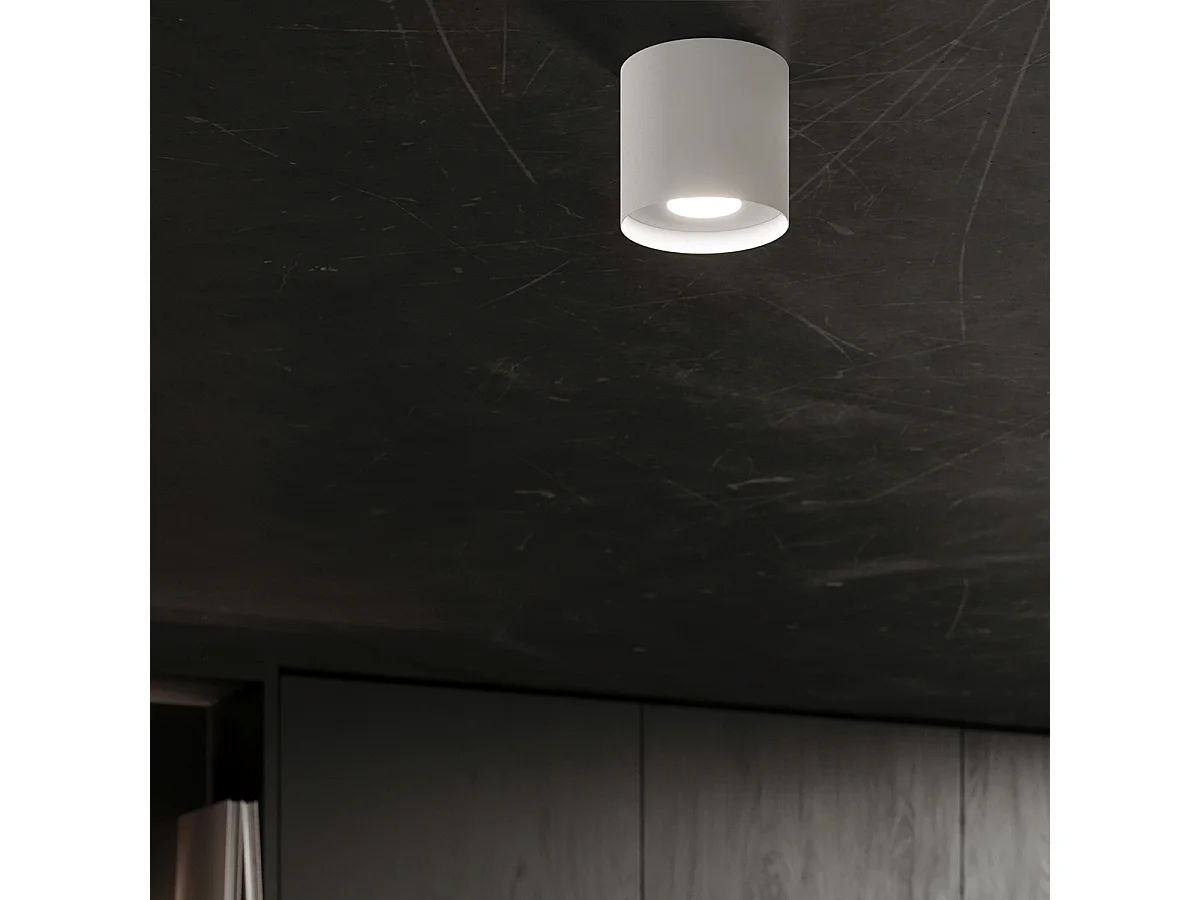 Plafondlamp MIKA minimalistisch van  - 1 lichtbronnen - L.12 x H.11 cm - wit