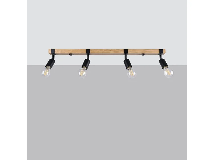 Plafondlampen Zuca Modern Van  - 4 Lichtbronnen - L.89 X H.14 Cm - Zwart Hout