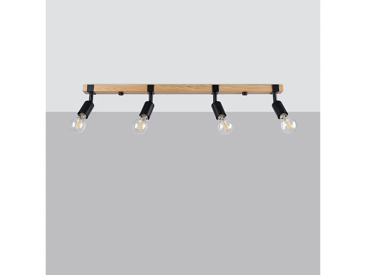 Plafondlampen Zuca Modern Van  - 4 Lichtbronnen - L.89 X H.14 Cm - Zwart Hout