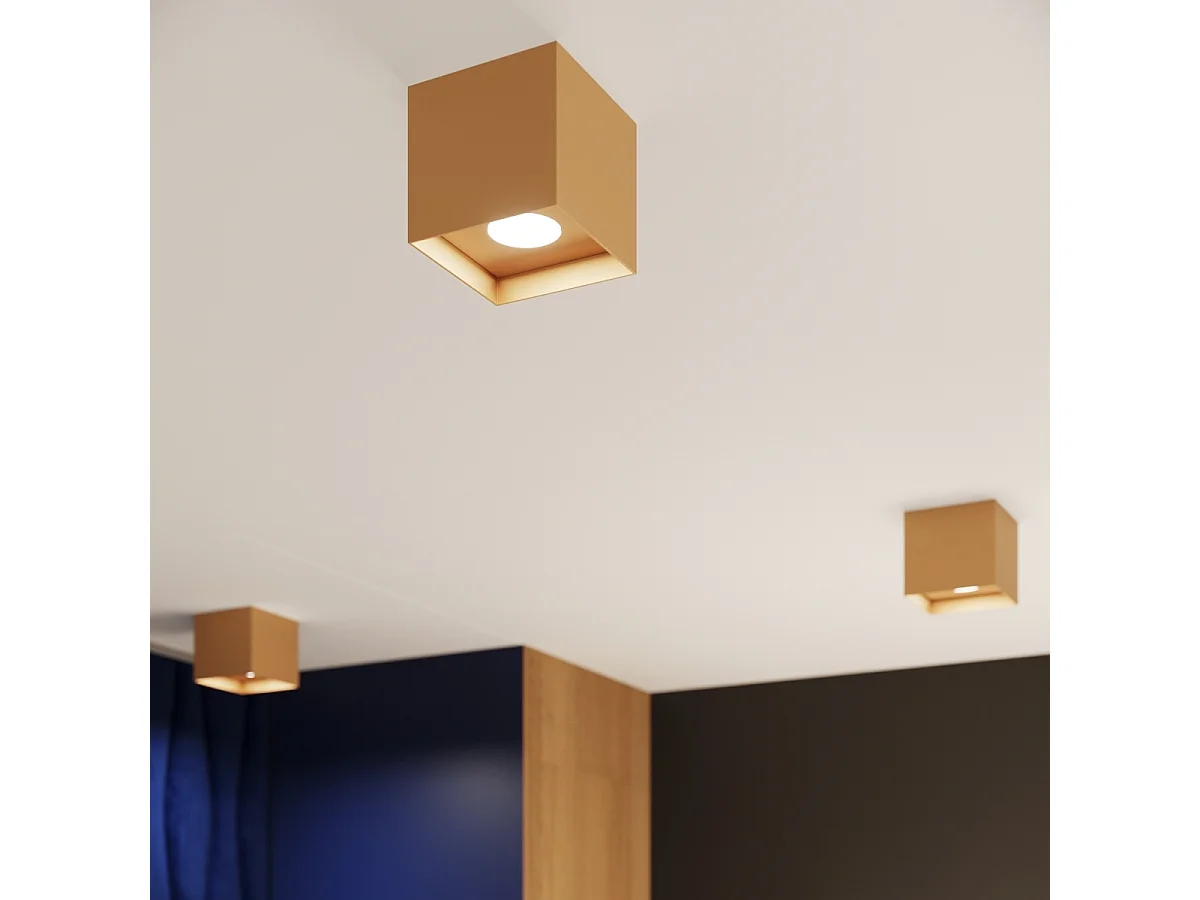 Plafonniers Hati Minimaliste En Aluminium - 1 Sources Lumineuses - L.10 X H.10 Cm - Doré