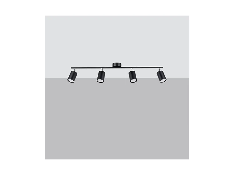 Plafonniers Lemmi Moderne En Acier - 4 Sources Lumineuses - L.100 X H.20 Cm - Noir