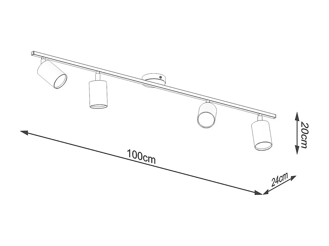Lampade Da Soffitto Lemmi Moderno Di Acciaio - 4 Sorgenti Luminose - L.100 X A.20 Cm - Nero