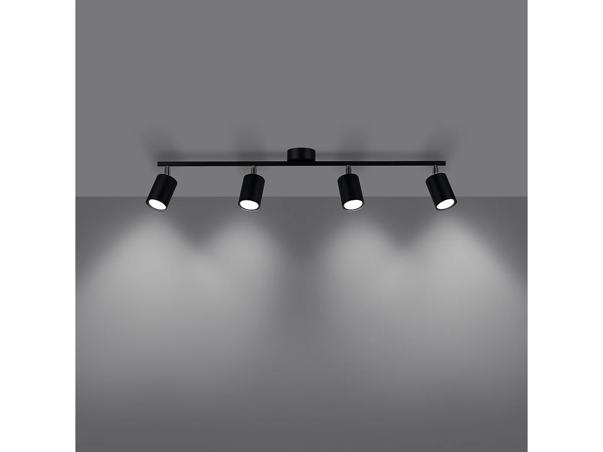 Deckenlampe LEMMI modern aus  Stahl - 4 lichtquellen - L.100 x H. cm - Schwarz