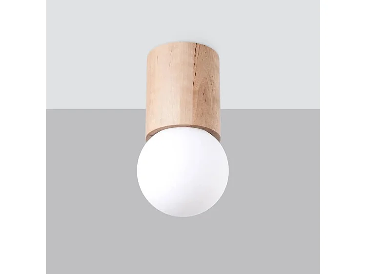 Lampade Da Soffitto Boomo Moderno Di Legna - 1 Sorgenti Luminose - L.12 X A.23 Cm - Legno Naturale