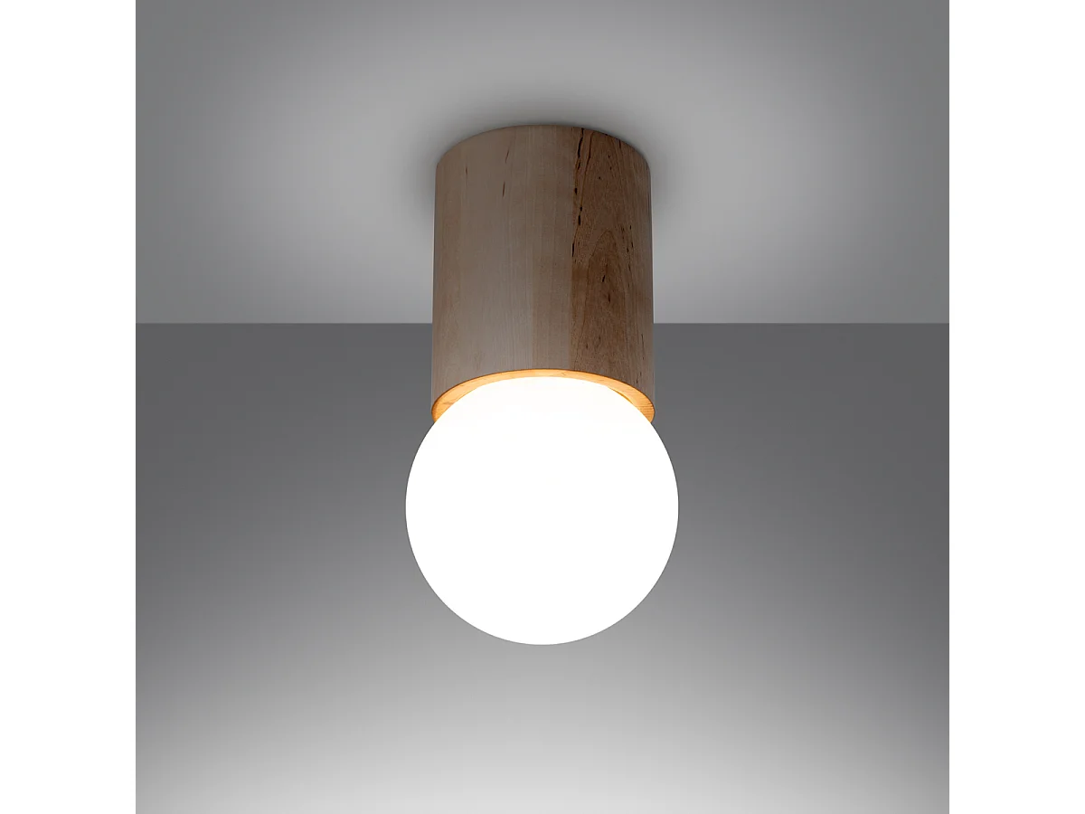 Lampade Da Soffitto Boomo Moderno Di Legna - 1 Sorgenti Luminose - L.12 X A.23 Cm - Legno Naturale