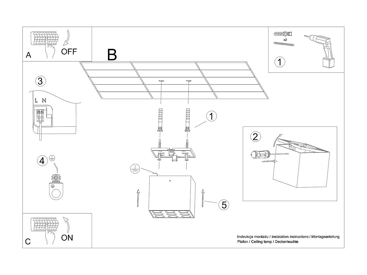 Plafonniers Ozzy Minimaliste En Aluminium - 9 Sources Lumineuses - L.9,5 X H.8,3 Cm - Noir