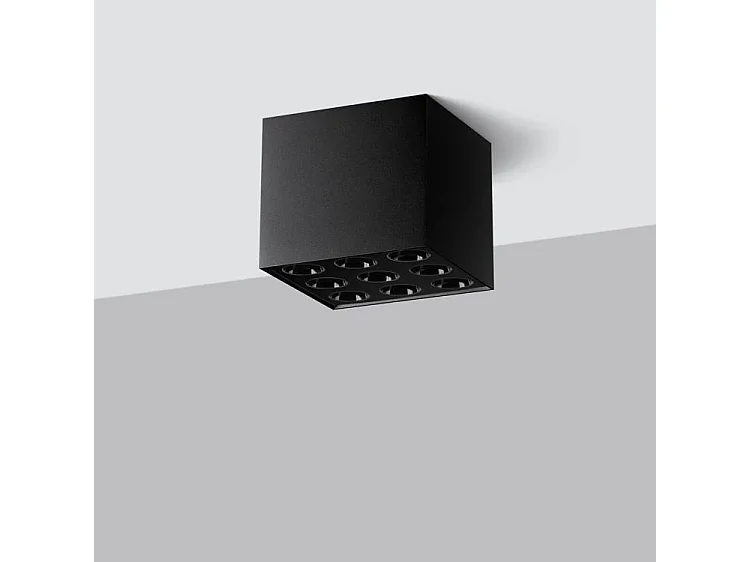 Deckenlampe OZZY minimalistisch aus  Aluminium - 9 lichtquellen - L.9,5 x H. cm - Schwarz