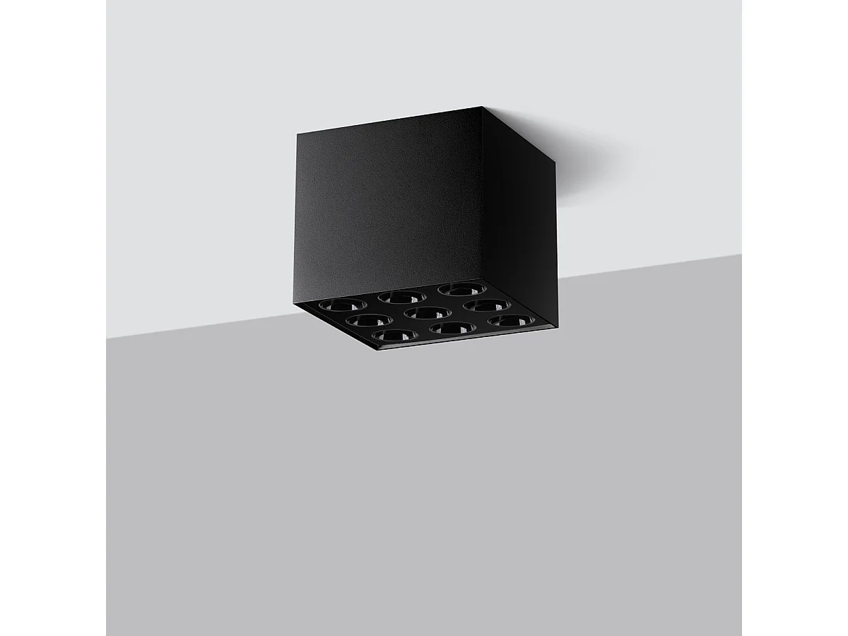 Deckenlampe OZZY minimalistisch aus  Aluminium - 9 lichtquellen - L.9,5 x H. cm - Schwarz
