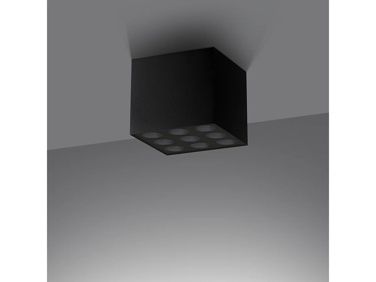 Deckenlampe OZZY minimalistisch aus  Aluminium - 9 lichtquellen - L.9,5 x H. cm - Schwarz