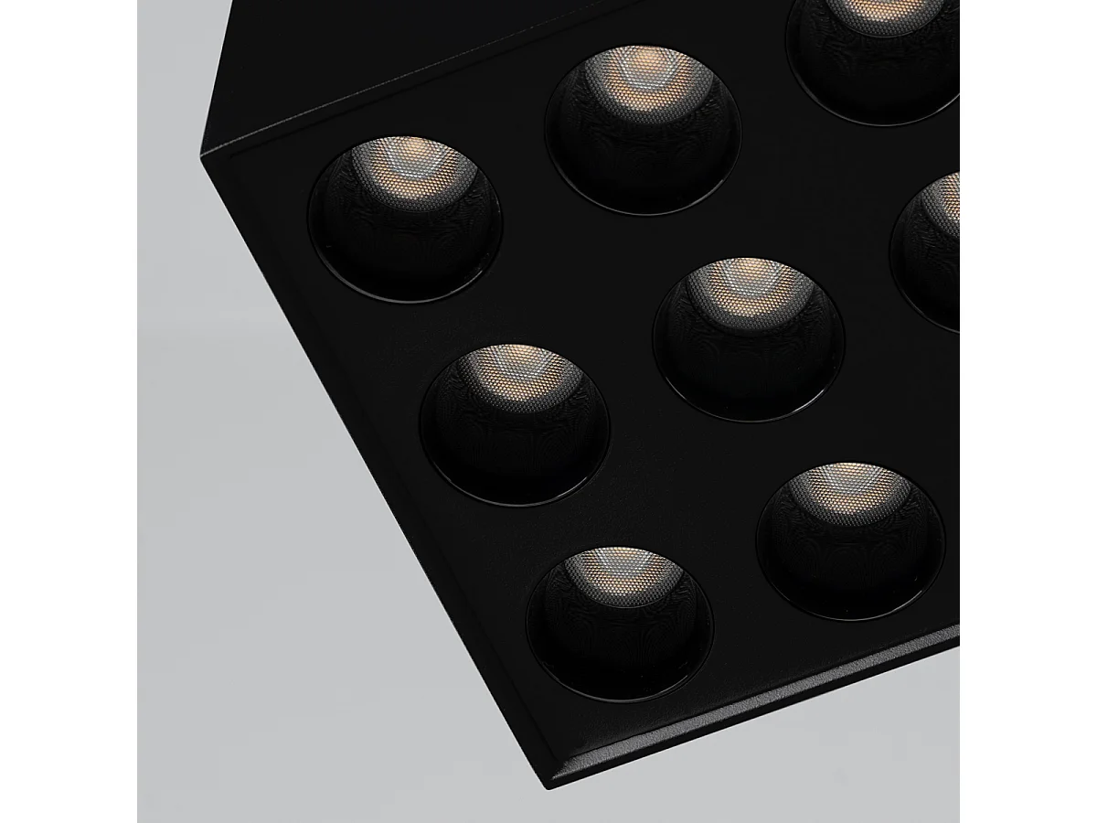 Deckenlampe OZZY minimalistisch aus  Aluminium - 9 lichtquellen - L.9,5 x H. cm - Schwarz