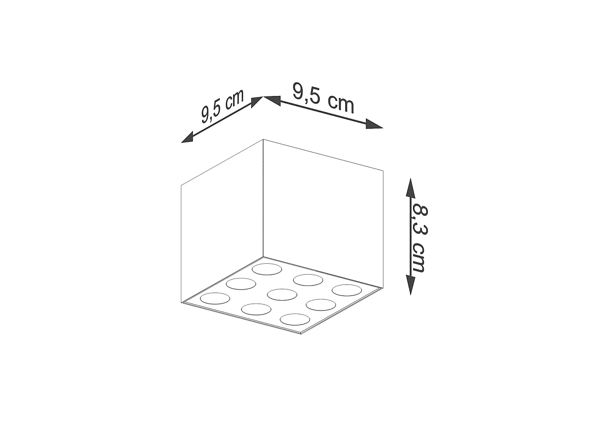 Deckenlampe OZZY minimalistisch aus  Aluminium - 9 lichtquellen - L.9,5 x H. cm - Schwarz