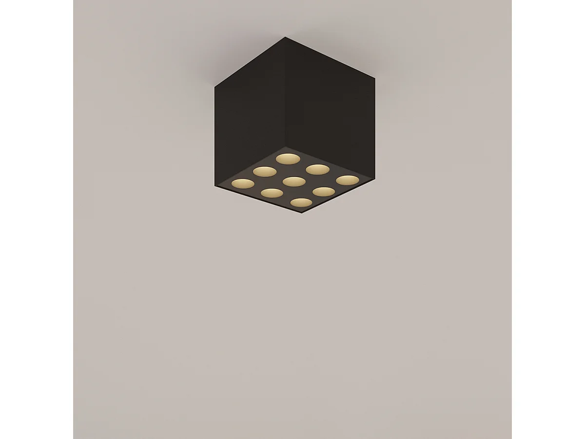 Deckenlampe OZZY minimalistisch aus  Aluminium - 9 lichtquellen - L.9,5 x H. cm - Schwarz