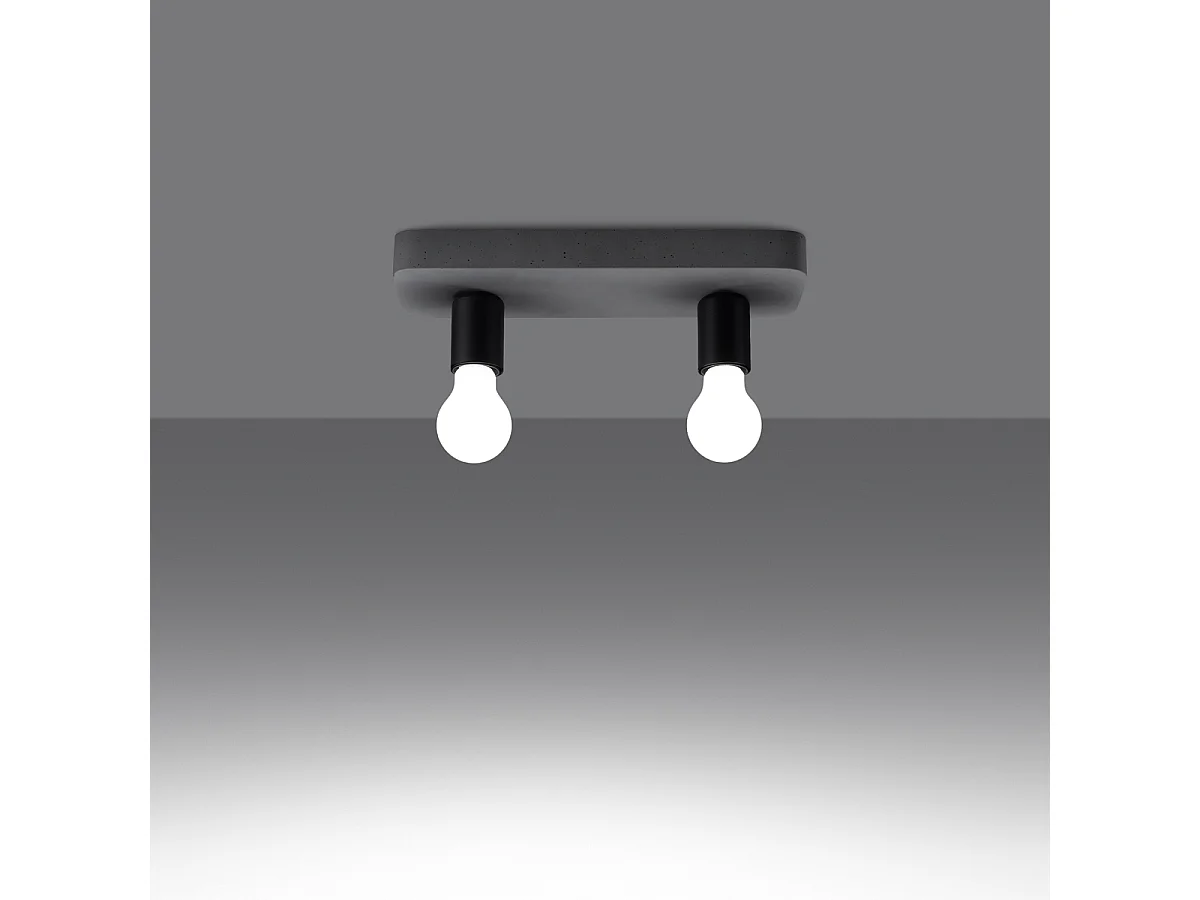Plafonniers Tavo Industriel En Béton - 2 Sources Lumineuses - L.35 X H.10 Cm - Gris