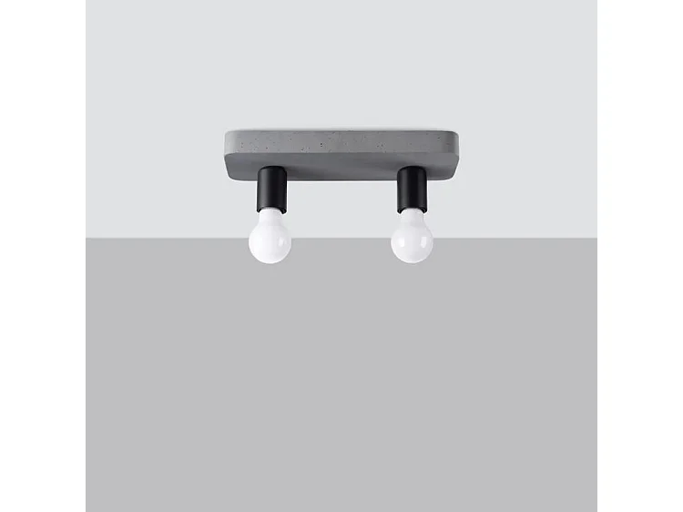 Plafonnier Tavo Industriel En Béton - 2 Sources Lumineuses - L.35 X H.10 Cm - Gris