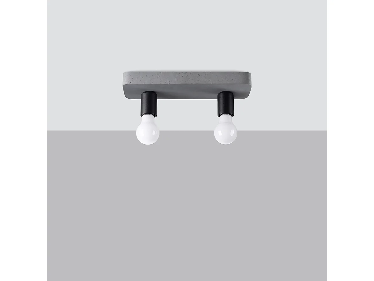 Plafonnier Tavo Industriel En Béton - 2 Sources Lumineuses - L.35 X H.10 Cm - Gris