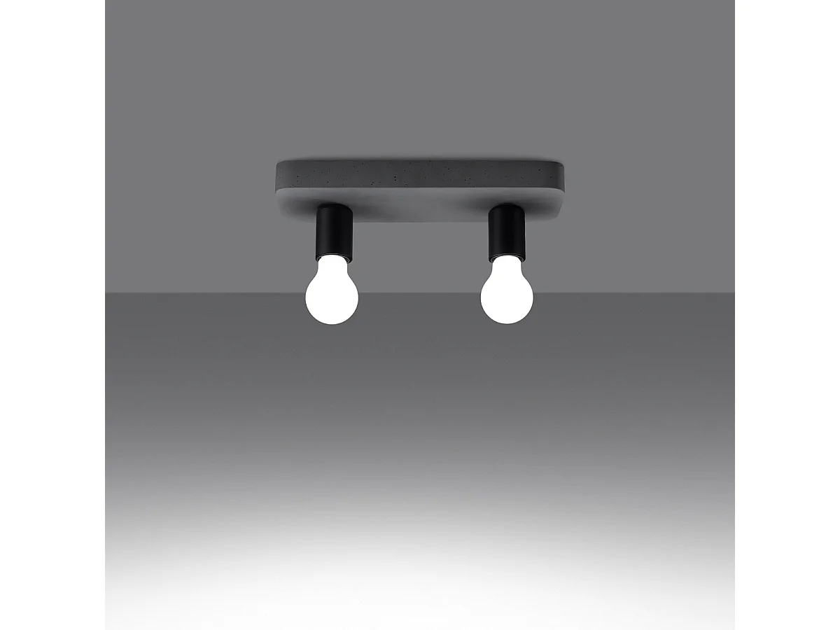 Plafonnier Tavo Industriel En Béton - 2 Sources Lumineuses - L.35 X H.10 Cm - Gris