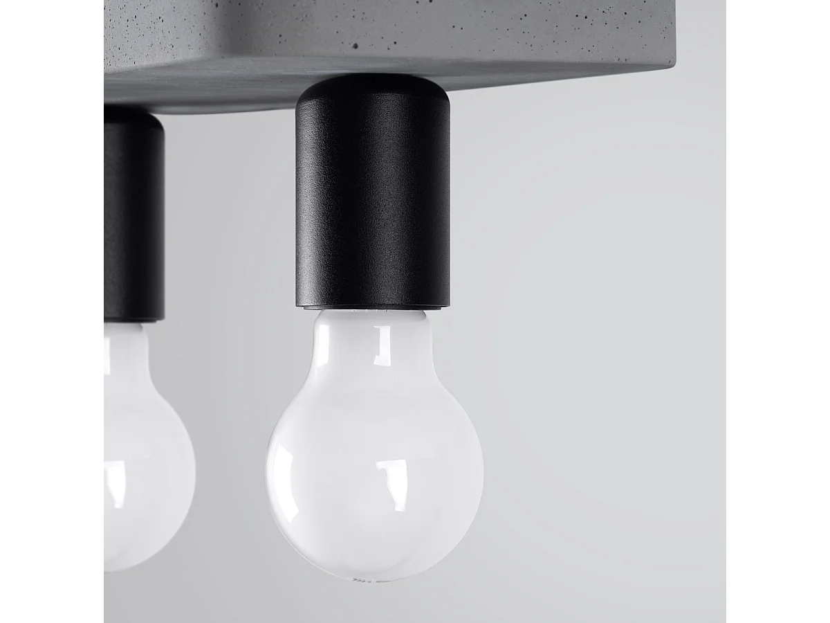 Plafonnier Tavo Industriel En Béton - 2 Sources Lumineuses - L.35 X H.10 Cm - Gris
