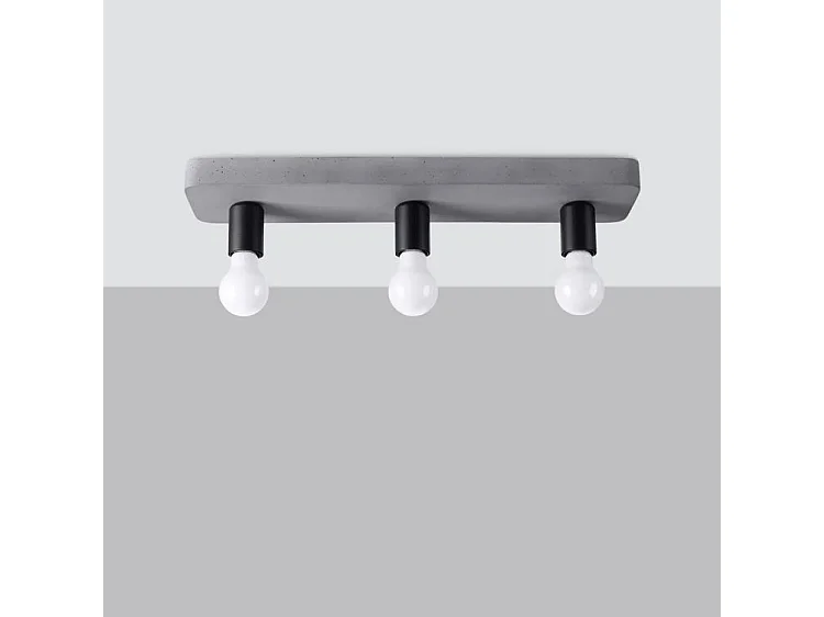 Plafonniers Tavo Industriel En Béton - 3 Sources Lumineuses - L.55 X H.10 Cm - Gris