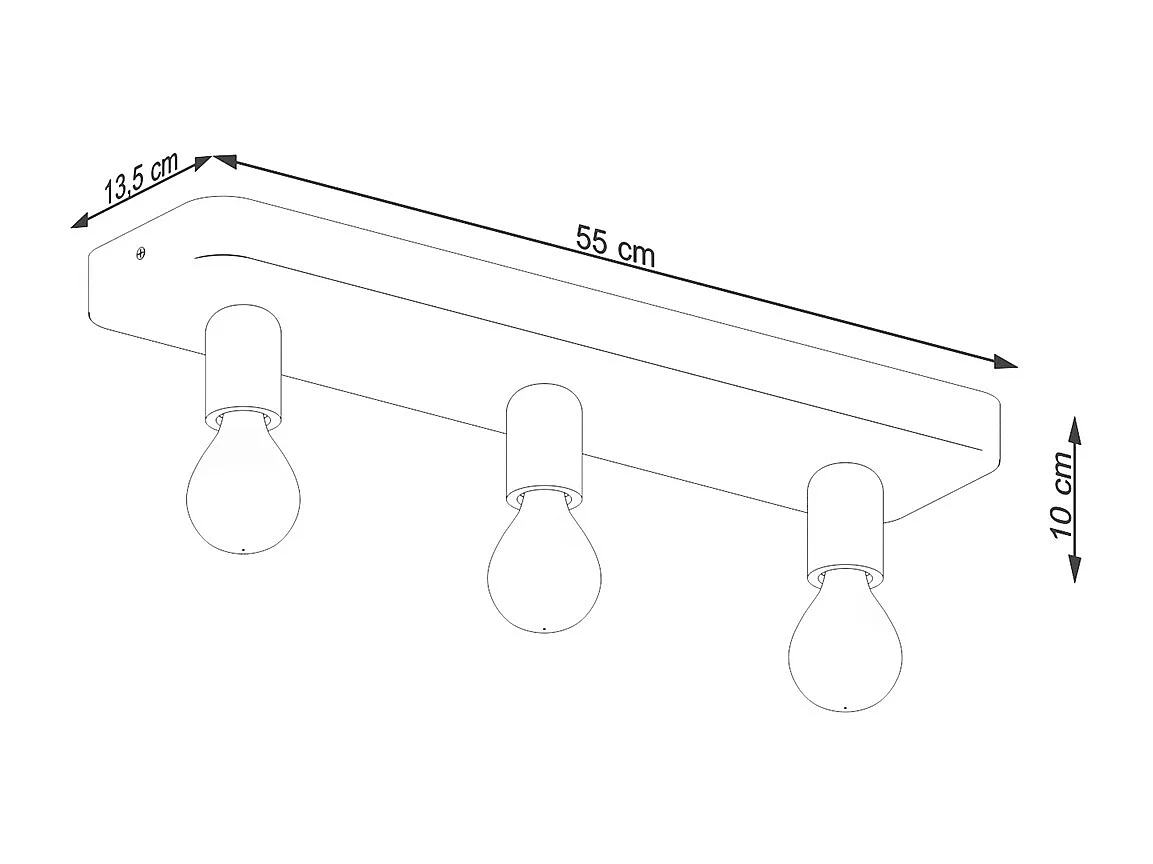 Plafonniers Tavo Industriel En Béton - 3 Sources Lumineuses - L.55 X H.10 Cm - Gris