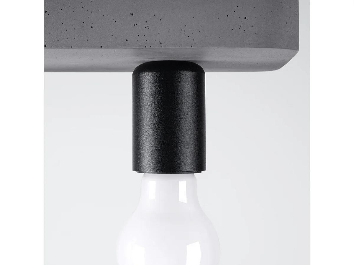 Lampade Da Soffitto Tavo Industriale Di Calcestruzzo - 3 Sorgenti Luminose - L.55 X A.10 Cm - Grigio