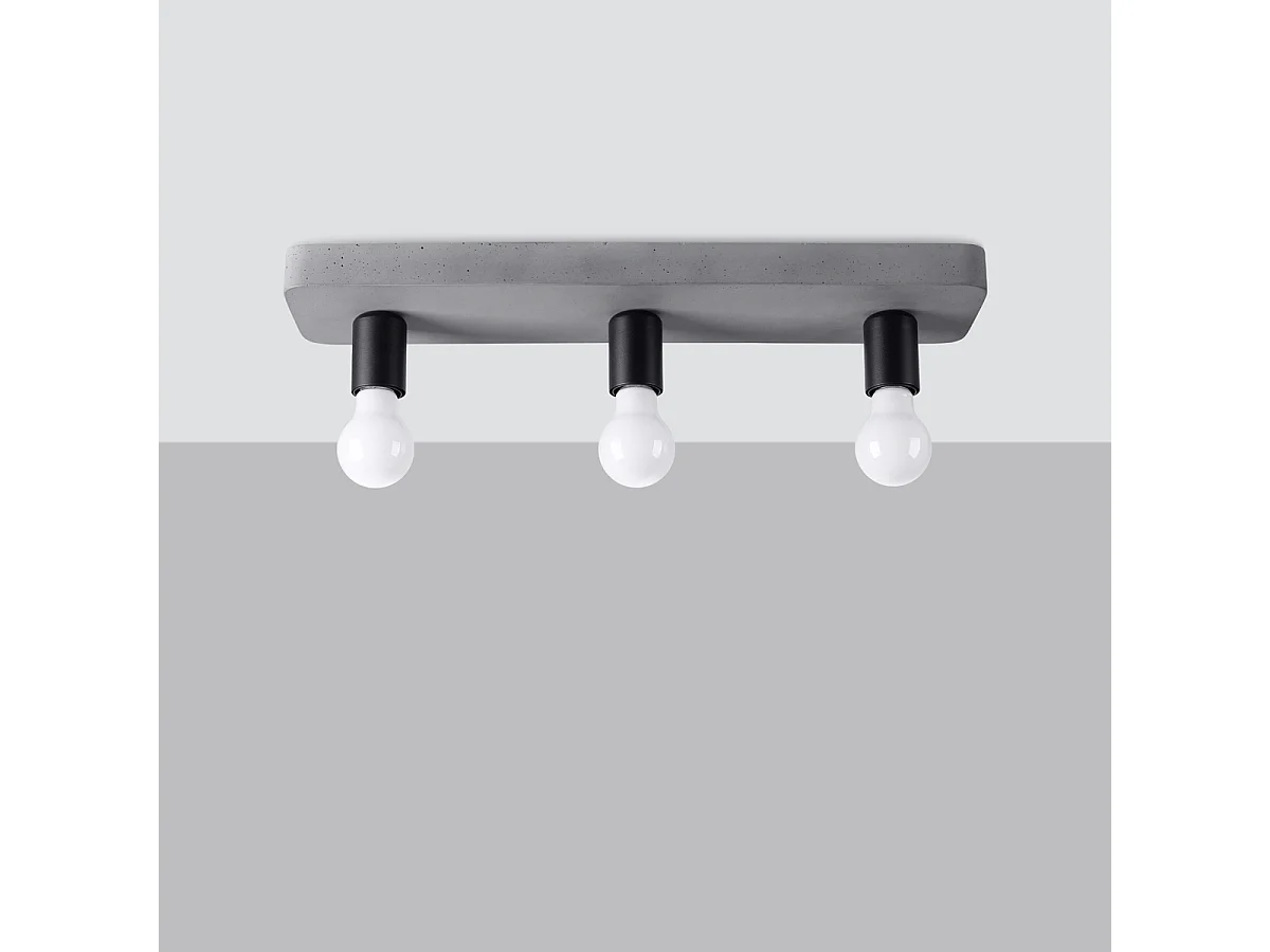 Plafonniers Tavo Industriel En Béton - 3 Sources Lumineuses - L.55 X H.10 Cm - Gris